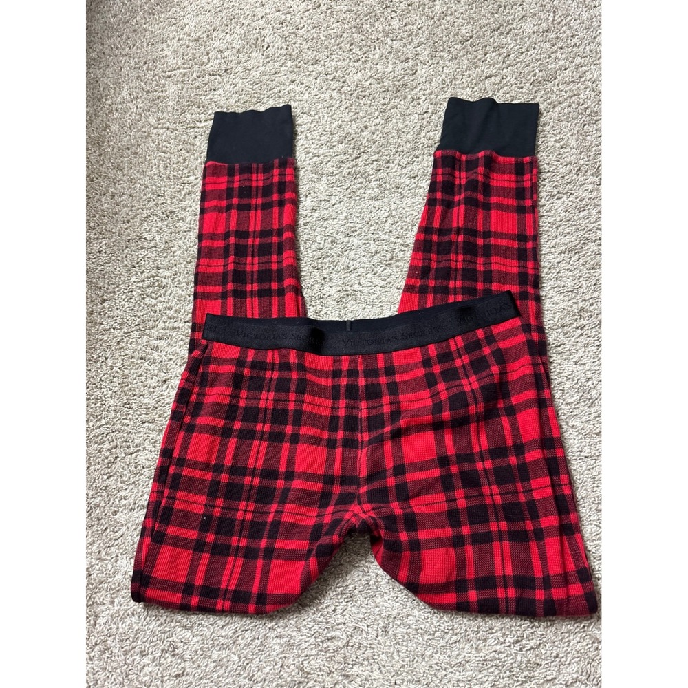 Victoria's Secret Red Black Plaid Thermal Pajama Pants Joggers Medium 228220-QAK